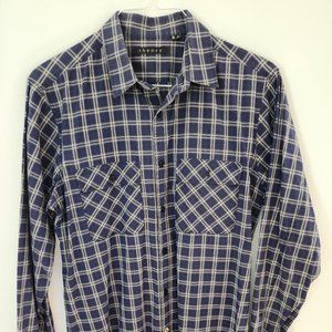 THEORY Mens Long Sleeve Blue Check Shirt Button Down Shirt Sz M